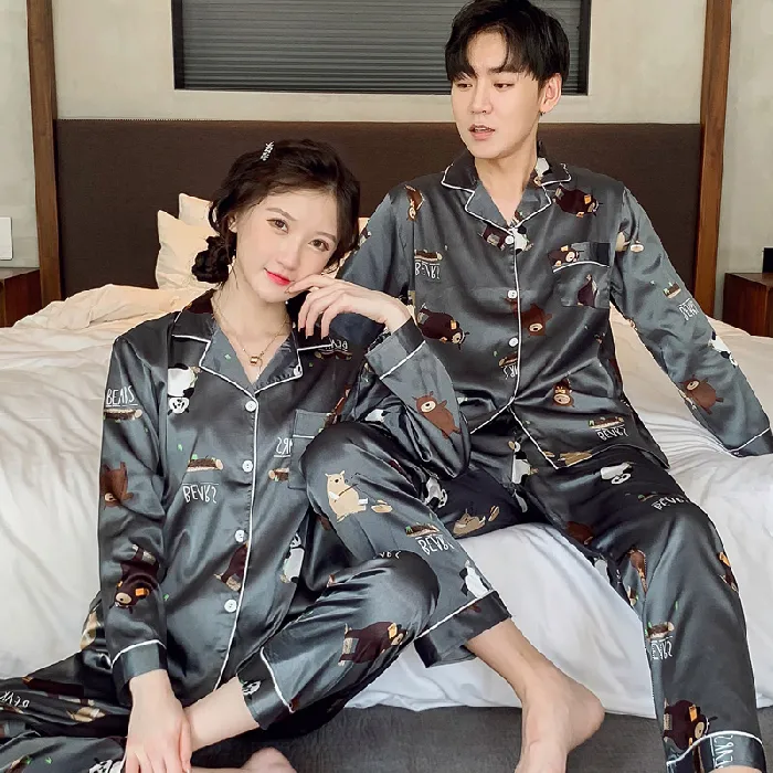Ensemble Pyjama décontracté à manches longues pour Couple, vêtements de nuit amples, nouvelle collection