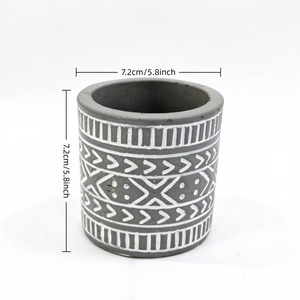Vente chaude 2026 : Pots à fleurs en ciment gris à motif bohème <span class=keywords><strong>pour</strong></span> la décoration intérieure et extérieure, jardin, balcon - Product Image 2