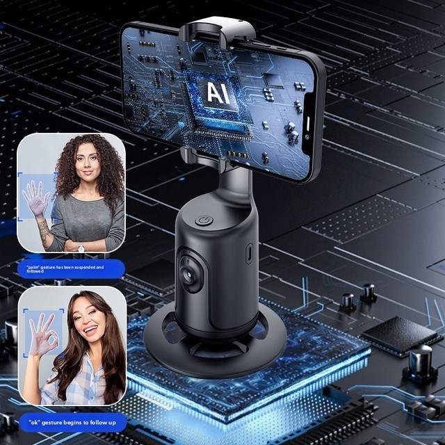 OEM Custom Logo P01 Portable AI Gimbal Selfie Stick 360 Auto Face Tracking Mini Stabilizer With Remote Short Video Shooting Tool