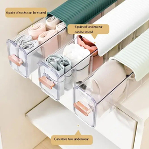 Organisateurs de tiroirs 6 grilles Culottes de <span class=keywords><strong>rangement</strong></span> auto-adhésives Garde-robe Chaussettes Sous-vêtements Support <span class=keywords><strong>mural</strong></span> Organisateur de tiroir - Product Image 3