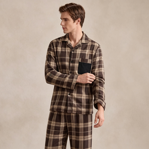 Ensemble de pyjama en coton pour homme, vêtements de nuit doux à carreaux, pyjama boutonné sur le devant, fabrication sur mesure OEM ODM, fabricant d'ensembles de pyjama en gros - Product Image 3
