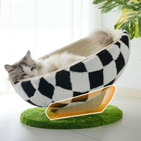 Niche pour chat ronde en sisal, en forme de bol, pour intérieur, adorable abri fermé pour animaux de compagnie, style dessin animé