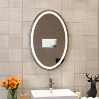 Miroir de salle de bain LED réglable avec cadre métallique personnalisé, finitions laiton brossé, nickel, chrome, anti-buée, commande tactile, miroir mural de vanité