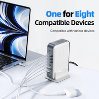 Chargeur rapide de bureau 200W PD 8 en 1, adaptateur USB Type C tout-en-un, station de charge intelligente pour téléphone portable/tablette/ordinateur portable