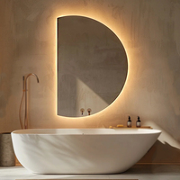 Miroir de bain moderne Miroir demi-lune pour salon Miroir mural rond Miroir intelligent à led