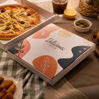 Caja de Pizza Blanca con Cierre Superior Plegable, Diseño de Papel Corrugado, Empaque Minorista para Pizzería, Bajo MOQ, Suministro para Empaque de Alimentos Minorista