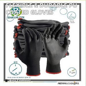 قفازات أمان متينة مطلية بالنيتريل والبولي يوريثان، سوداء، 13 جيجا، للحدائق والميكانيكا، قابلة للتنفس، مضادة للانزلاق، مقاومة للتمزق، مرنة ومتعددة الاستخدامات - Product Image 6
