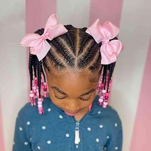 Extensions de cheveux synthétiques pour enfants de 9 pouces avec perles et tresses, postiches avec nœuds, protection facile pour <span class=keywords><strong>coiffure</strong></span>. - Product Image 3