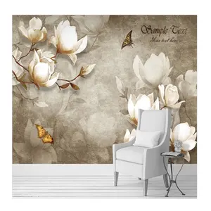 KOMNNI Custom Wallpaper 3D Vintage Magnolia Flowers Murals Living Room Bedroom Home Decor Wall Paper