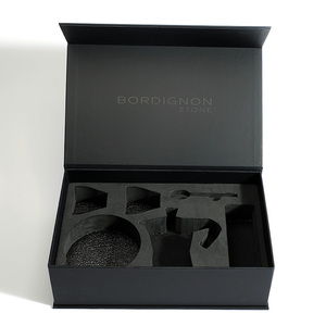 Boîte-cadeau en carton de papier rigide de fermeture magnétique noire de luxe de logo personnalisé de la Chine avec l'insertion de mousse d'Eva - Product Image 3
