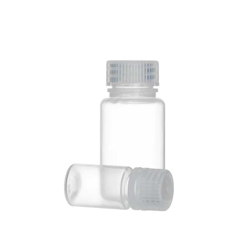 زجاجة من البلاستيك الشفاف للمواد المُفاعلة الكيميائية من البولي بروبلين حجم 60 مللي متوفرة بفم واسع من المورد لمعمل التجربة