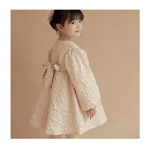 YOEHYAUL儿童白色粉色长袖婴儿连衣裙纯色幼儿3-4岁女婴黑色连衣裙