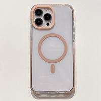 Étui de téléphone magnétique style Ins, peint par pulvérisation, pour 15 Pro, cadre couleur bonbon, étui de protection magnétique trois-en-un