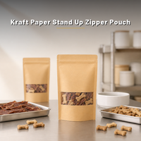 Sachet Doypack en papier kraft de qualité alimentaire, résistant aux perforations, avec encoche de déchirement, pour l'emballage de friandises pour animaux de compagnie et de snacks pour chiens