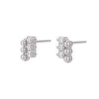 Boucles d'oreilles clous géométriques en argent sterling S925 avec zircon et perles en mousse, accessoires quotidiens pour le trajet YB-XY-1119