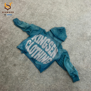 Sudadera con capucha personalizada de fábrica, con bajo sin rematar, efecto desgastado, sin cordón, multicolor, unisex, con pedrería personalizada - Product Image 6