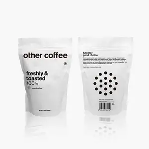 定制印刷可再密封哑光磨砂食品级空白色立式拉链锁袋咖啡茶塑料包装袋
