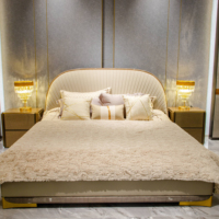 High End Light Luxus Italien Design Doppel Kingsize-Bett Zeitgenössisches neues Modell Schlafzimmer möbel Holzrahmen Leder bett