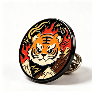 Pin de Metal Esmaltado Personalizado con Diseño de Tigre, Chapado en Oro, Insignia Redonda para Solapa, Souvenir para Ropa y Regalo - Product Image 4