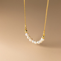 Collares de joyería de moda 925 collar de perlas reales de plata esterlina perlas naturales de agua dulce collares chapados en oro para mujeres