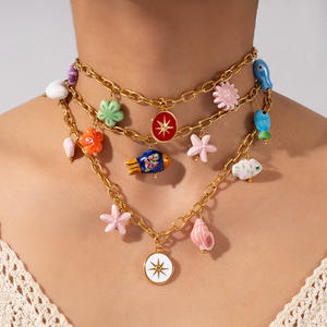 Nuova moda Ocean Wind catena in acciaio inox Cross Border bella collana con ciondolo in smalto di pesce con ciondolo graffetta collana Unisex - Product Image 1