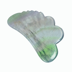 Tabla de Guasha de fluorita verde con dientes irregulares, herramienta de piedra multifunción para tratamiento relajante del rostro, cuero cabelludo y cuello - Product Image 6
