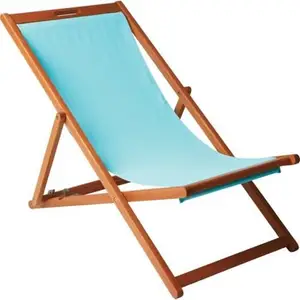 折叠式低剖面沙滩椅户外野营椅耐用硬木带重型聚酯携带木制沙滩椅