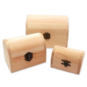 Ensemble de boîtes de rangement en bois massif cintrées, grandes, moyennes et petites, boîte à bijoux DIY avec fermoir en fer, rectangulaires, fabriquées au Shandong - Product Image 1
