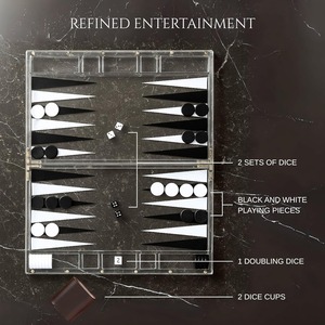 Juego de Backgammon Acrílico Personalizado Multicolor, Fichas Pequeñas de Lucite, Tablero con Cierre Magnético, Estuche de Viaje Transparente - Product Image 5