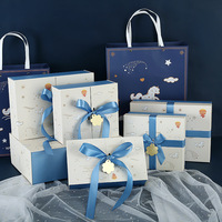 Boîtes cadeaux magnétiques blanches et bleues de haute qualité, avec finition brillante, doublure en éponge, taille personnalisée, auto-assemblables en carton