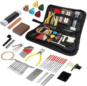 Professionele Gitaar Luthier Tool Kit Reparatie Onderhoud Tool Kit Met Gitaar Snaren Picks Bridge Pins Gauge Gitaar Accessoires
