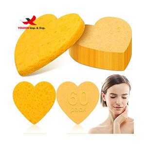 Éponges faciales en forme de cœur compressées, lot de 60 pièces, prix de gros pour achats mixtes, pour le démaquillage - Product Image 2