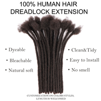 Locks Cheveux Naturels Humains pour Tresses en Gros 100% Cheveux Humains Dreadlocks Rasta Extensions de Locks Cheveux Humains