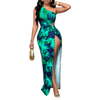 TKS 2026 Nouvelle Robe d'été à imprimé floral, coupe ajustée, sexy, à épaule asymétrique avec fente, décontractée, pour l'exportation transfrontalière
