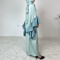 de manchette élastique de tissu de satin de scintillement de couleur pure avec sa propre écharpe abaya de femmes musulmanes