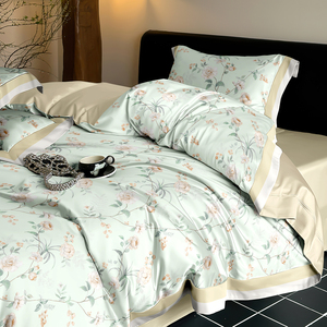 <span class=keywords><strong>Set</strong></span> Sprei Kasur Double Tiga Potong Bahan Katun 100% Digital Mewah, Sarung Kasur Lebar, Lembut, Ramah Kulit - Product Image 1