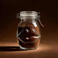 Pot de conservation en verre fantaisie en forme de lèvres, 390 ml (13 oz), avec couvercle hermétique à clip pour café instantané, poudre, bricolage, cadeau