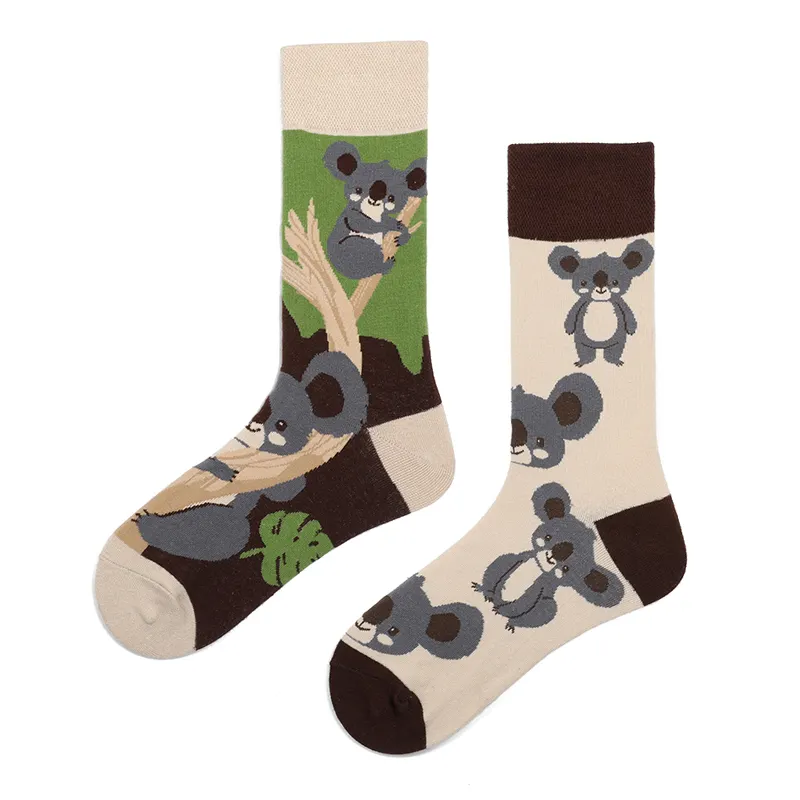 Mode mignon dessin animé Animal coton équipage chaussettes Solmate chaussettes dépareillées équipage chaussettes pour femmes ou hommes