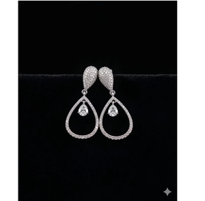 Boucles d'oreilles pendantes élégantes en forme de goutte d'eau avec diamants AD, bijoux de luxe pour mariage et mode féminine - Product Image 1