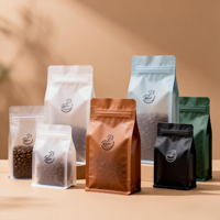 Sachets en plastique à fermeture éclair pour bonbons, noix et café, à fond plat carré, pour emballage alimentaire laminé résistant à l'humidité