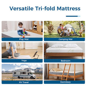 Colchón de espuma viscoelástica triple con funda de bambú, cama <span class=keywords><strong>plegable</strong></span> portátil para el hogar y los viajes, malla transpirable y base antideslizante - Product Image 5