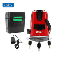 Niveau laser rotatif industriel Dinli Auto Cross Green Line 635nm avec batterie au lithium et garantie 1 an - DIY 2/3 points, ligne de 2 mm
