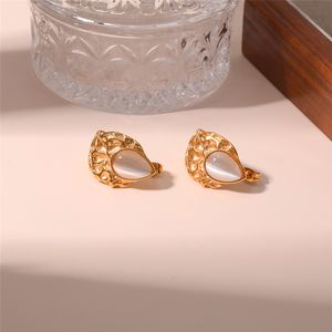 Boucles <span class=keywords><strong>d</strong></span>'oreilles clous en acier inoxydable, design plissé irrégulier, opale en forme de cœur, style rétro chic français, pour femme, cadeau, inaltérables, collection 2026 - Product Image 3