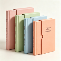 Agenda 2027 A5 en cuir PU, avec pochette, couverture rigide, journal mensuel et hebdomadaire, agenda personnalisé pour cadeau