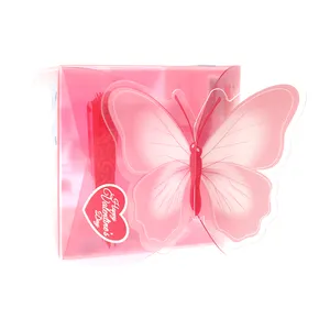 Boîte à gâteau personnalisée pliable mignon carré rose clair PET Boîte d'emballage cadeau PVC pour fête d'anniversaire de mariage