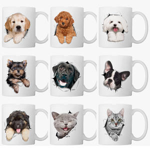 Mug en céramique pour animaux de compagnie, chien, chat, tasse à café, lait, thé, tasse blanche, vente en gros, logo personnalisable - Product Image 2