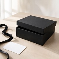 Boîte cadeau rigide écologique personnalisable avec couvercle et base en carton kraft noir 1200 g/m² pour bijoux, cosmétiques, montres, chaussures, cadres photo