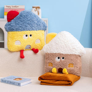 Bantal mewah katun PP bentuk rumah kreatif, dengan lapisan jaring penghilang stres Set selimut bantal 2 dalam 1 (Dicuci) untuk dekorasi rumah - Product Image 4