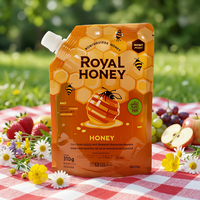 Op maat bedrukte staande spout pouch, food grade, lekvrije hersluitbare zak voor honing, siroop en dikke vloeibare voedingsmiddelen.