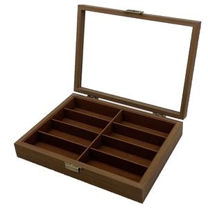 לוגו מותאם אישית גילוף 8 מכונות עץ משקפיים משקפיים משקפיים משקפיים משקפיים משקפיים תצוגה אופטי במקרה אחסון תיבת תצוגה אופטית צבע אגוז כהה - Product Image 2